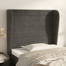 sengegavl med kanter 103x23x118/128 cm fløjl mørkegrå