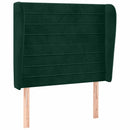 sengegavl med kanter 103x23x118/128 cm fløjl mørkegrøn