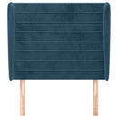 sengegavl med kanter 103x23x118/128 cm fløjl mørkeblå