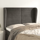 sengegavl med kanter 147x23x118/128 cm fløjl mørkegrå