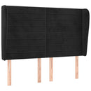 sengegavl med kanter 147x23x118/128 cm fløjl sort