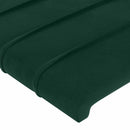 sengegavl med kanter 147x23x118/128 cm fløjl mørkegrøn