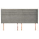 sengegavl med kanter 163x23x118/128 cm fløjl lysegrå
