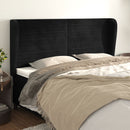 sengegavl med kanter 163x23x118/128 cm fløjl sort