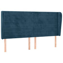 sengegavl med kanter 163x23x118/128 cm fløjl mørkeblå