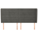sengegavl med kanter 183x23x118/128 cm fløjl mørkegrå