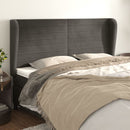 sengegavl med kanter 183x23x118/128 cm fløjl mørkegrå