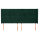 sengegavl med kanter 183x23x118/128 cm fløjl mørkegrøn