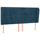 sengegavl med kanter 183x23x118/128 cm fløjl mørkeblå