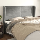 sengegavl med kanter 203x23x118/128 cm fløjl lysegrå