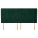 sengegavl med kanter 203x23x118/128 cm fløjl mørkegrøn
