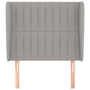 sengegavl med kanter 83x23x118/128 cm stof lysegrå