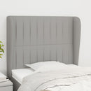 sengegavl med kanter 83x23x118/128 cm stof lysegrå