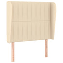 sengegavl med kanter 83x23x118/128 cm stof cremefarvet