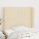 sengegavl med kanter 83x23x118/128 cm stof cremefarvet