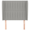 sengegavl med kanter 93x23x118/128 cm stof lysegrå