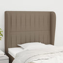 sengegavl med kanter 93x23x118/128 cm stof gråbrun