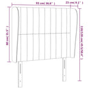 sengegavl med kanter 93x23x118/128 cm stof cremefarvet