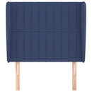 sengegavl med kanter 93x23x118/128 cm stof blå