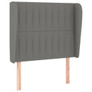 sengegavl med kanter 103x23x118/128 cm stof mørkegrå