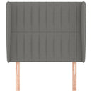 sengegavl med kanter 103x23x118/128 cm stof mørkegrå