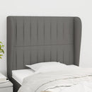 sengegavl med kanter 103x23x118/128 cm stof mørkegrå