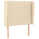 sengegavl med kanter 103x23x118/128 cm stof cremefarvet