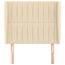 sengegavl med kanter 103x23x118/128 cm stof cremefarvet