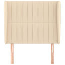 sengegavl med kanter 103x23x118/128 cm stof cremefarvet