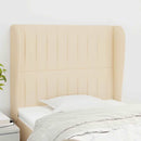 sengegavl med kanter 103x23x118/128 cm stof cremefarvet