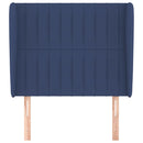 sengegavl med kanter 103x23x118/128 cm stof blå
