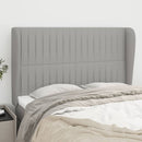 sengegavl med kanter 147x23x118/128 cm stof lysegrå