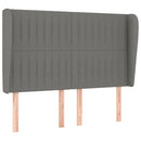 sengegavl med kanter 147x23x118/128 cm stof mørkegrå