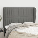 sengegavl med kanter 147x23x118/128 cm stof mørkegrå
