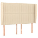sengegavl med kanter 147x23x118/128 cm stof cremefarvet
