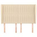 sengegavl med kanter 147x23x118/128 cm stof cremefarvet