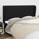 sengegavl med kanter 163x23x118/128 cm stof sort
