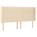 sengegavl med kanter 163x23x118/128 cm stof cremefarvet