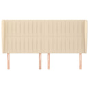 sengegavl med kanter 183x23x118/128 cm stof cremefarvet