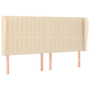 sengegavl med kanter 203x23x118/128 cm stof cremefarvet