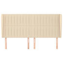 sengegavl med kanter 203x23x118/128 cm stof cremefarvet