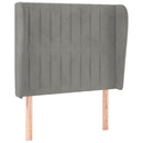 sengegavl med kanter 83x23x118/128 cm fløjl lysegrå
