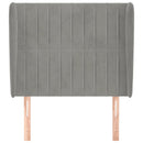 sengegavl med kanter 83x23x118/128 cm fløjl lysegrå