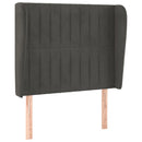 sengegavl med kanter 83x23x118/128 cm fløjl mørkegrå