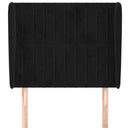 sengegavl med kanter 83x23x118/128 cm fløjl sort
