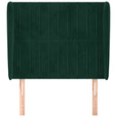 sengegavl med kanter 83x23x118/128 cm fløjl mørkegrøn