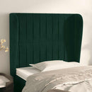 sengegavl med kanter 83x23x118/128 cm fløjl mørkegrøn