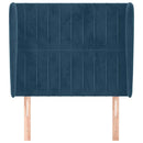 sengegavl med kanter 83x23x118/128 cm fløjl mørkeblå