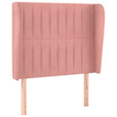 sengegavl med kanter 83x23x118/128 cm fløjl pink