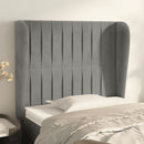 sengegavl med kanter 93x23x118/128 cm fløjl lysegrå
